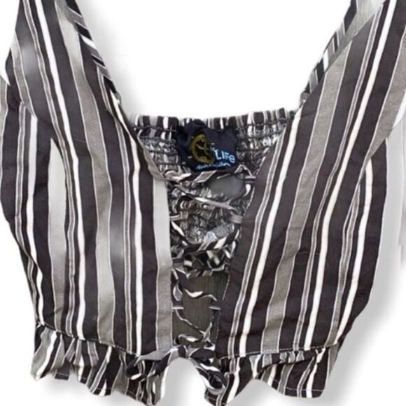 Blue Life Striped Crop Top - Picture 1 of 7